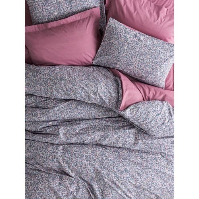 Juego de cama - 1 funda nórdica 220x240 cm + 2 fundas de almohada 60x60 cm - 100% algodón - Rosa 3 Juego de cama - 1 funda nórdica 220x240 cm + 2 fundas de almohada 60x60 cm - 100% algodón - Rosa 3