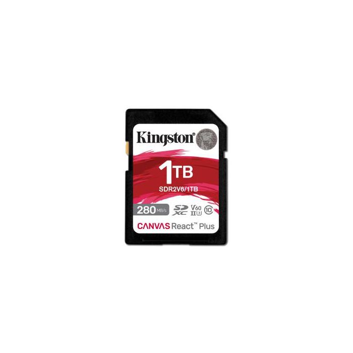 Kingston Canvas React Plus 1 TB SDXC UHS-II Clase 10, V60, U3, 280 MB/s, 150 MB/s - SDR2V6/1TB