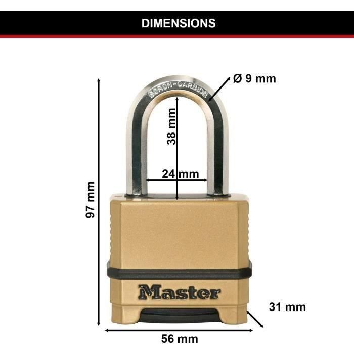 Master Lock M175EURDLF Candado de Alta Seguridad de Combinación, Zinc, Arco en L, Exterior 4