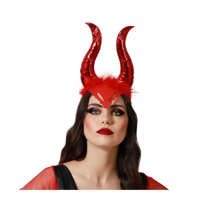 Diadema Halloween Cuernos Demonia Rojo Mujer Adulto