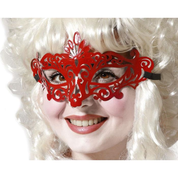Antifaz Rojo Brillante Veneciano para Fiestas de Carnaval y Celebraciones Elegantes