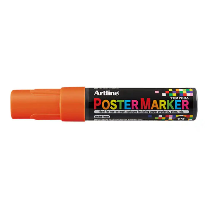 Artline Rotulador EPP-12 Poster Marker Punta Rectangular 12 mm Naranja Fluor 1