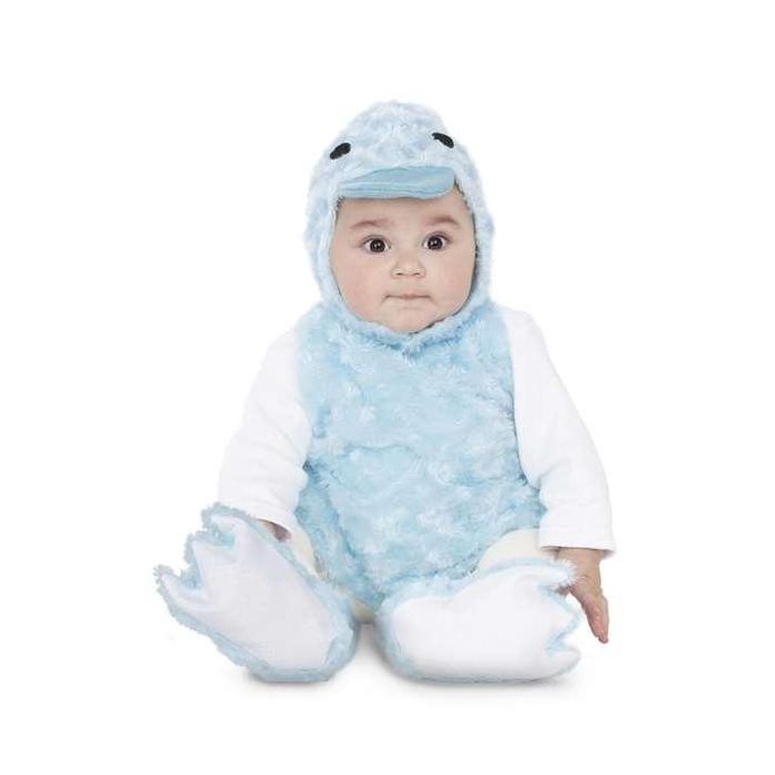 My Other Me Disfraz Bebé Patito de Peluche Azul (Vestido, Gorro, Cola y Patucos) Talla 12-24 Meses