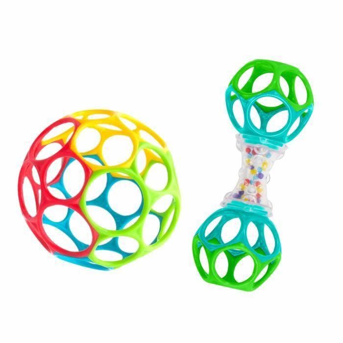 Set de regalo para bebé O'Ball de BRIGHT STARS con 2 juguetes: un sonajero y una pelota O clásica en rojo, amarillo, azul y verde. 1 Set de regalo para bebé O'Ball de BRIGHT STARS con 2 juguetes: un sonajero y una pelota O clásica en rojo, amarillo, azul y verde. 1