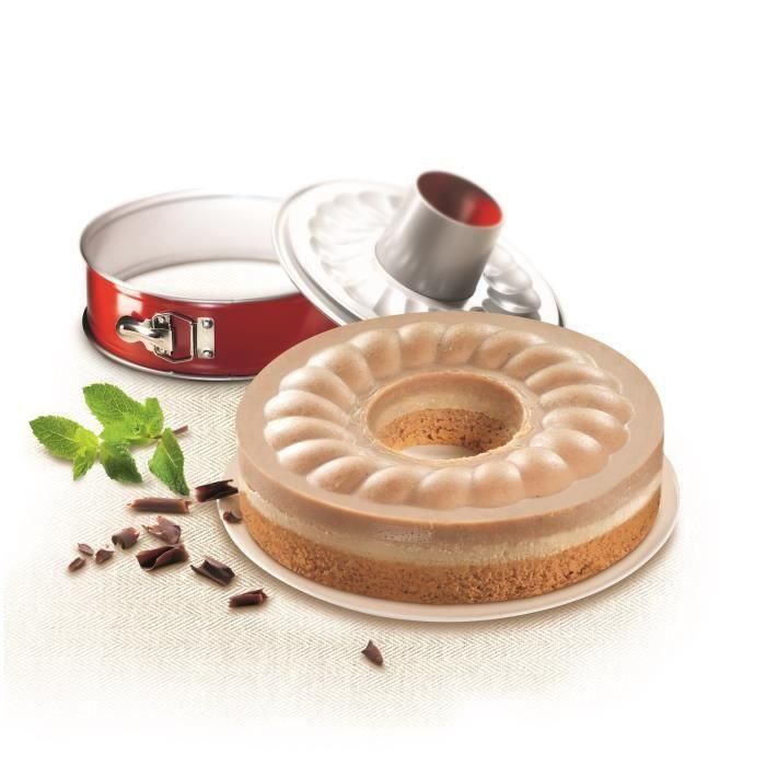 Molde de acero savarin TEFAL Delibake - Ø 19 cm - Rojo y gris - Con bisagra