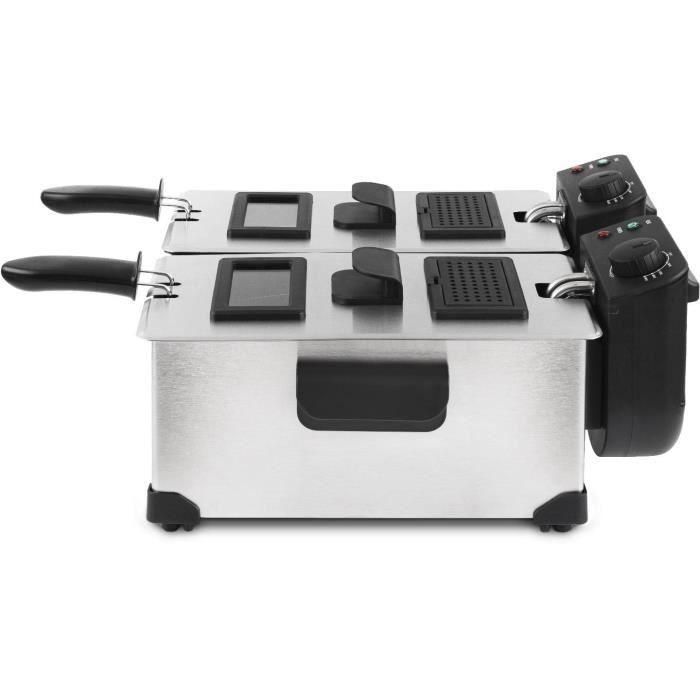 HKoeNIG DFX600 - Freidora doble sartén 2x3L - 3600W - 2 termostatos independientes - Cestas extraíbles - Filtros antiolor - Acero 2 HKoeNIG DFX600 - Freidora doble sartén 2x3L - 3600W - 2 termostatos independientes - Cestas extraíbles - Filtros antiolor - Acero 2