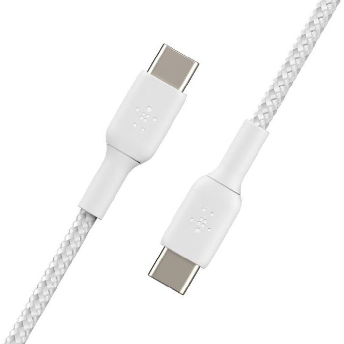 Belkin CAB004BT1MWH2PK - Pack de 2 Cables USB-C a USB-C 1m Trenzados, 60W Carga Rápida, Compatible con iPhone 15, iPad, MacBook, Samsung Galaxy - Blanco 3