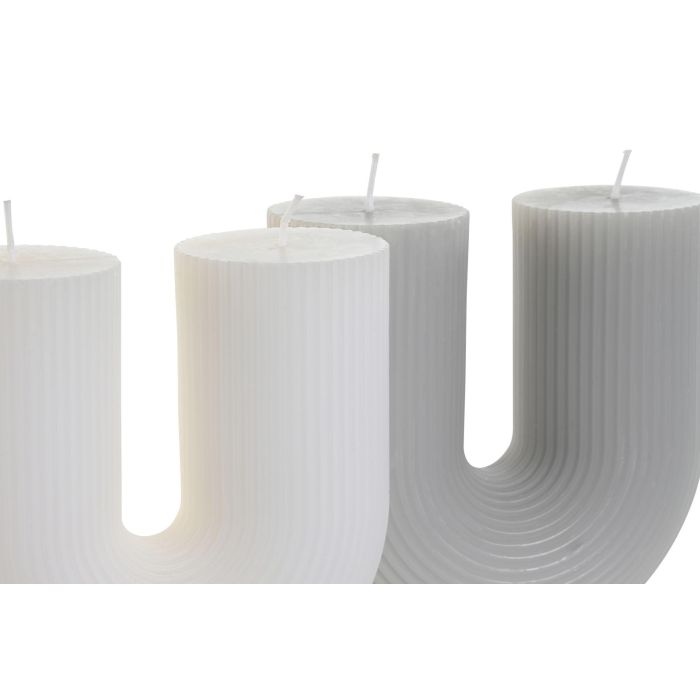DKD Home Decor Vela Urban Decorativa de Cera Gris Blanco, 405 gr, 26h de Duración - Pack 12 Unidades (5x11x11 cm) 1