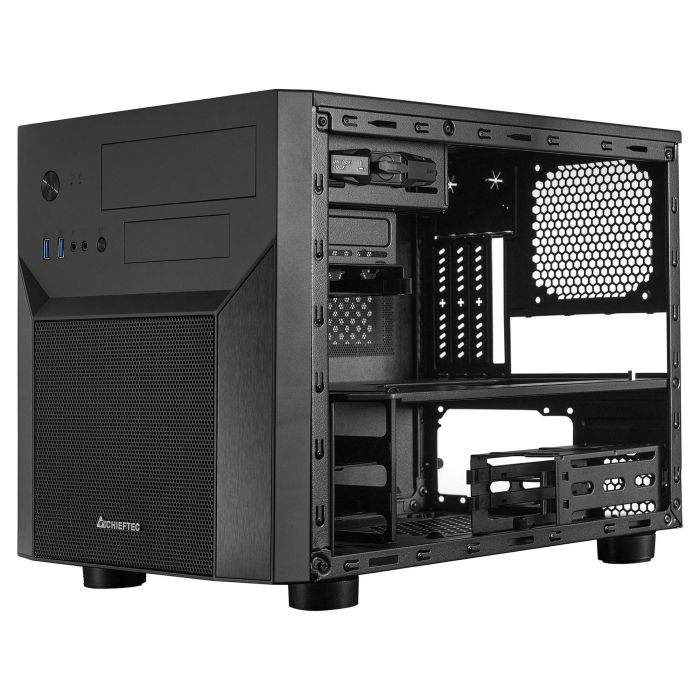 Chieftec CI-02B-OP Caja de PC Cubo Negro para micro ATX y Mini-ITX con Fuente de Alimentación 10