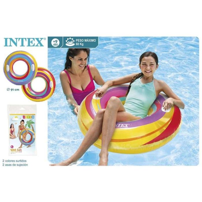 Intex Flotador Rueda de Colores 91 cm con Asas (+9 Años) PVC Modelos Surtidos 1