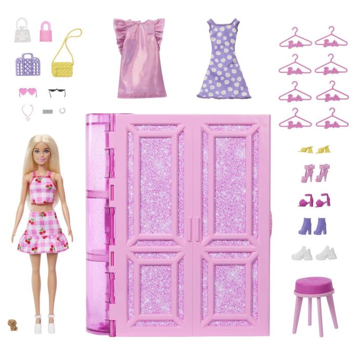 Muñeca barbie dream closet con armario de ensueño. incluye compartimentos y accesorios.