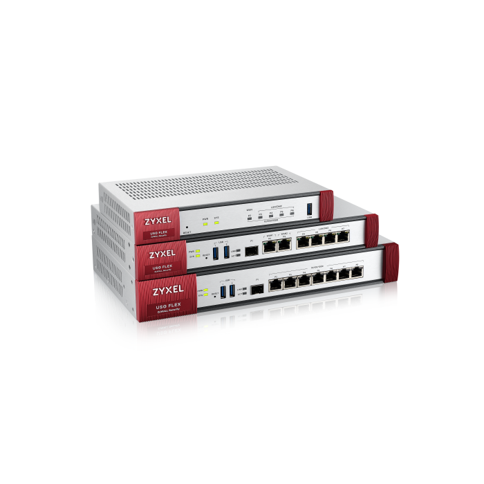 Zyxel Firewall USG FLEX 100 | USGFLEX100-EU0111F | 900Mbit/s Firewall, 270Mbit/s VPN, 4 LAN/DMZ Ports, 1 WAN, 1 SFP, 1 USB 3