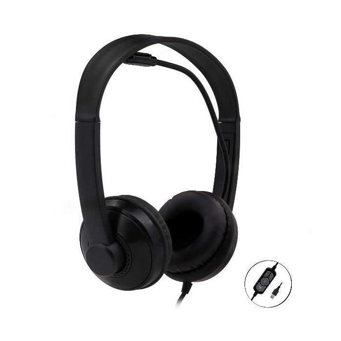 Nilox Auriculares con Micrófono Biaural Estéreo USB Negro - Compatible con Windows, Mac, Linux