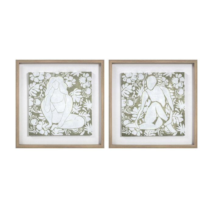 DKD Home Decor Cuadro Scandi Verde Blanco Lienzo MDF Mujer Flores 42 x 42 cm (2 Unidades) 0 DKD Home Decor Cuadro Scandi Verde Blanco Lienzo MDF Mujer Flores 42 x 42 cm (2 Unidades) 0