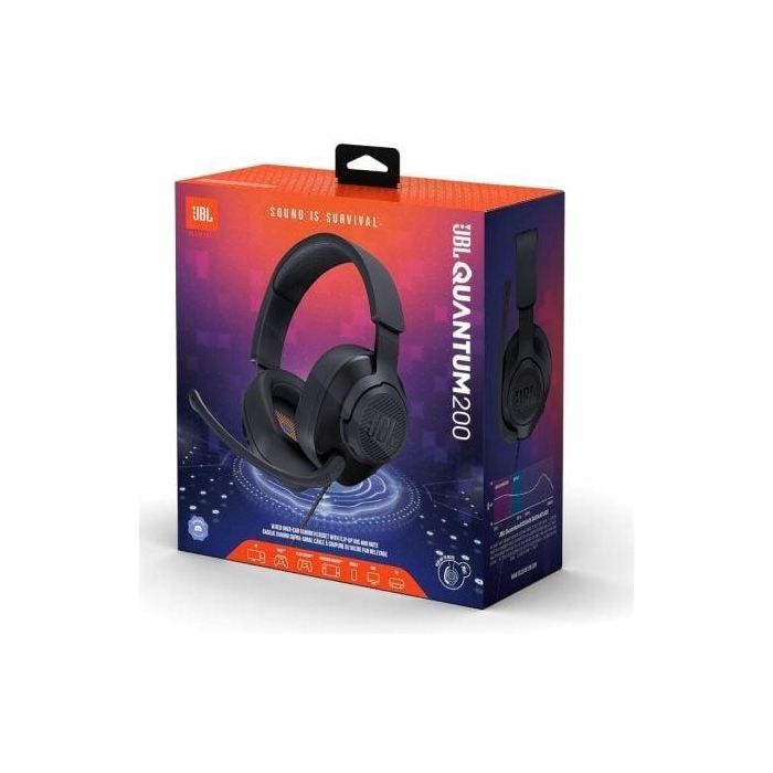 JBL QUANTUM 200 BK V2 Auriculares Gaming Quantum 200 con Micrófono Abatible, Jack 3.5, Cableado y Almohadillas Viscoelásticas, Negro 4