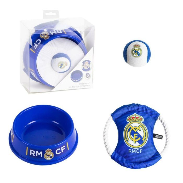 Real Madrid Set para Mascotas de Bienvenida 21.0 x 21.0 x 8.8 cm Color Azul