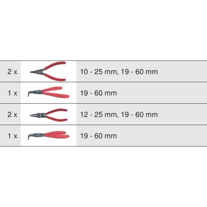 Módulo de alicates para anillos de retención - KSTOOLS - 6 alicates - Corte por láser - Espuma imputrescible - Anillos de retención 3 Módulo de alicates para anillos de retención - KSTOOLS - 6 alicates - Corte por láser - Espuma imputrescible - Anillos de retención 3
