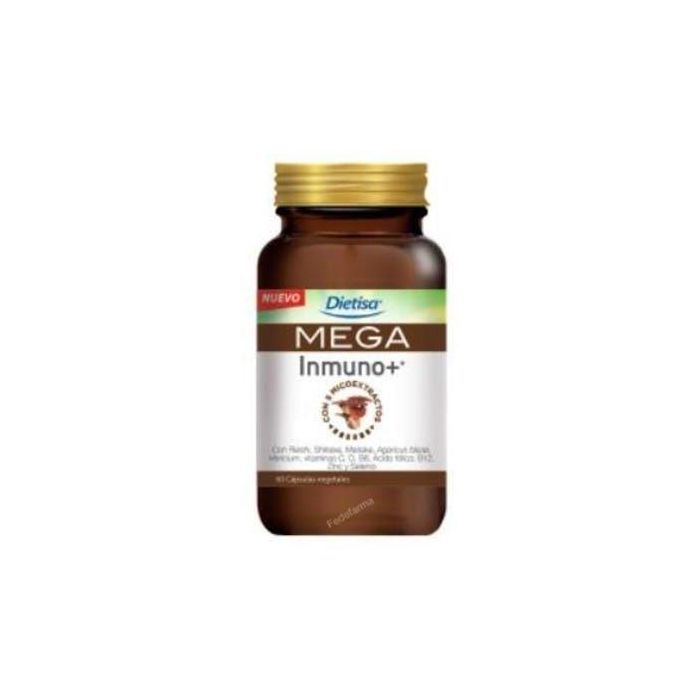 DIETISA Mega Inmuno+ 60 cápsulas, con Reishi, Shiitake, Vitaminas C, D, B y Zinc para el sistema inmunitario