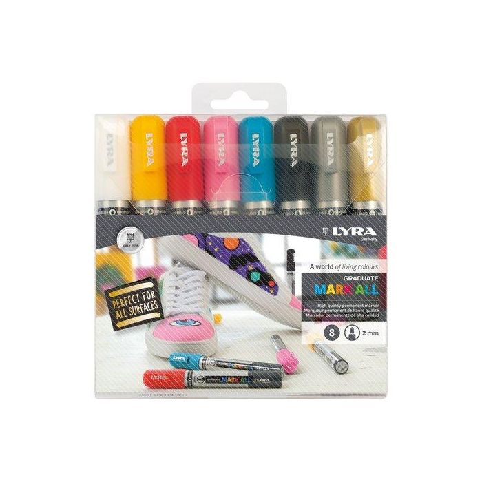 Marcador Permanente Lyra Graduate Mark All Conico 2,0 Mm. Surtido Estuche De 8