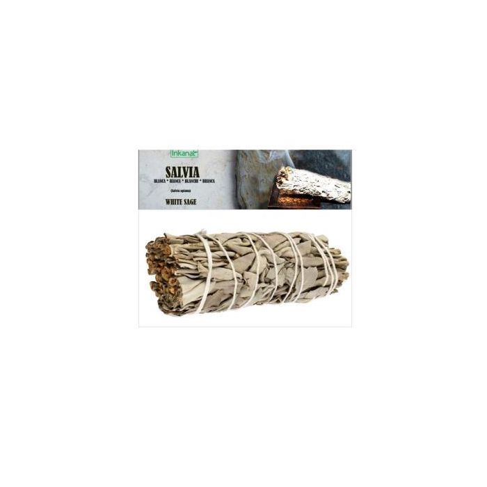 INKANAT Salvia Blanca Atado 10cm para Aromaterapia y Rituales Energéticos - Incienso Herbal Natural Purificador