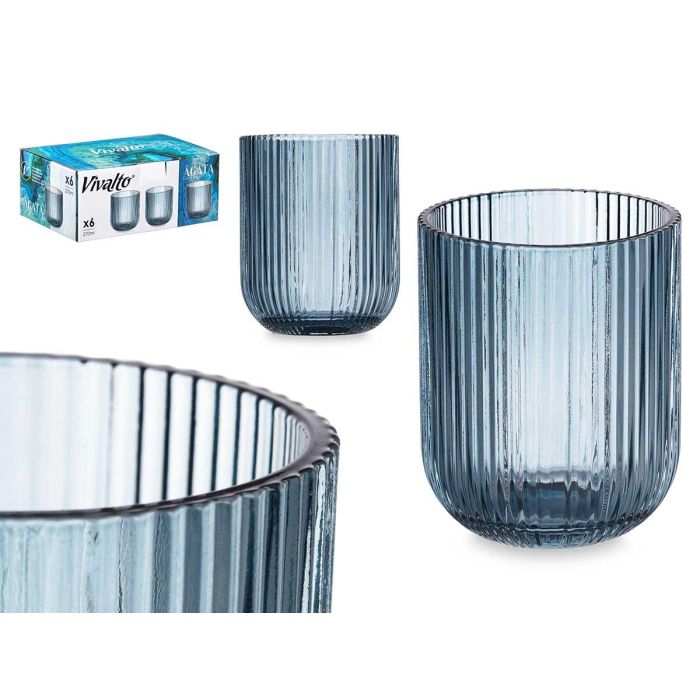 Vaso Bajo Azul Oscuro Rayas 270 ml Vivalto - Cristal 7.4x9.4x7.4 cm (24 Unidades) Vaso Bajo Azul Oscuro Rayas 270 ml Vivalto - Cristal 7.4x9.4x7.4 cm (24 Unidades)