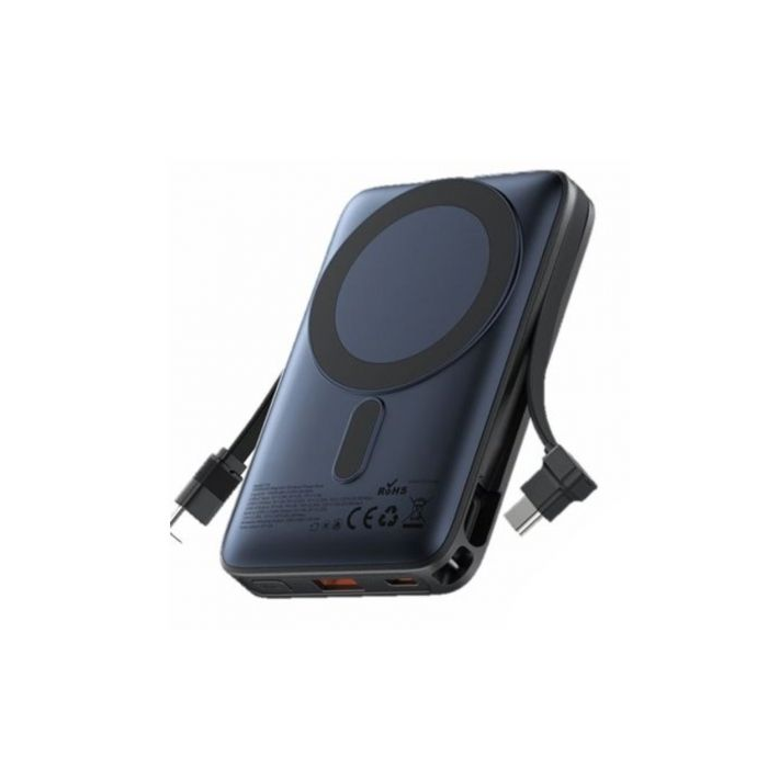 Vention I16L0 Power Bank Magnético Inalámbrico 10000mAh 22.5W USB-C/USB-A con Soporte y Cable Incorporado Azul