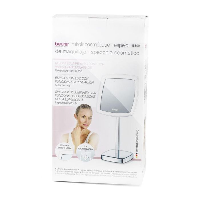 Beurer BS-99 Espejo Cosmético con Luz LED, 5 Aumentos, Apagado Automático 1 Beurer BS-99 Espejo Cosmético con Luz LED, 5 Aumentos, Apagado Automático 1