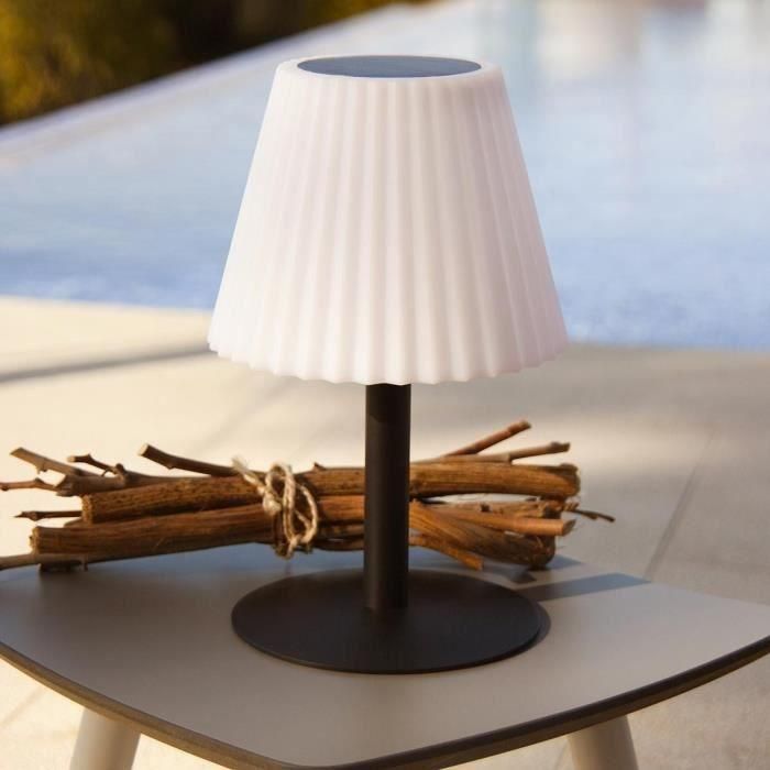 Lámpara de mesa solar 2 en 1 para plantar o colocar - LUMISKY - BOUFFANT - H62 cm - LED blanco regulable 1 Lámpara de mesa solar 2 en 1 para plantar o colocar - LUMISKY - BOUFFANT - H62 cm - LED blanco regulable 1