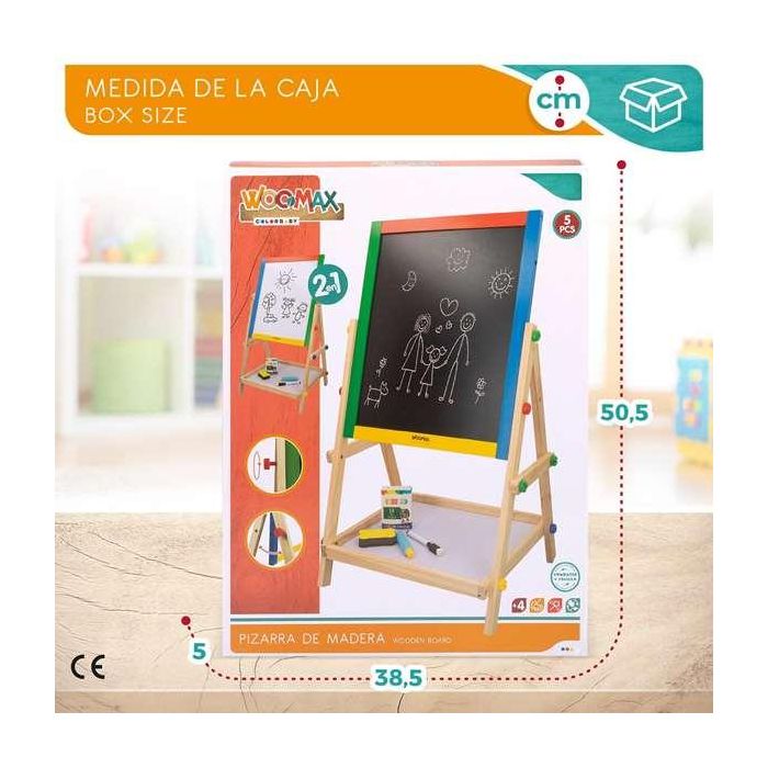 Color Baby Pizarra 2 Caras Blanca y Negra de Madera 37,5x65cm con Accesorios 5 Color Baby Pizarra 2 Caras Blanca y Negra de Madera 37,5x65cm con Accesorios 5