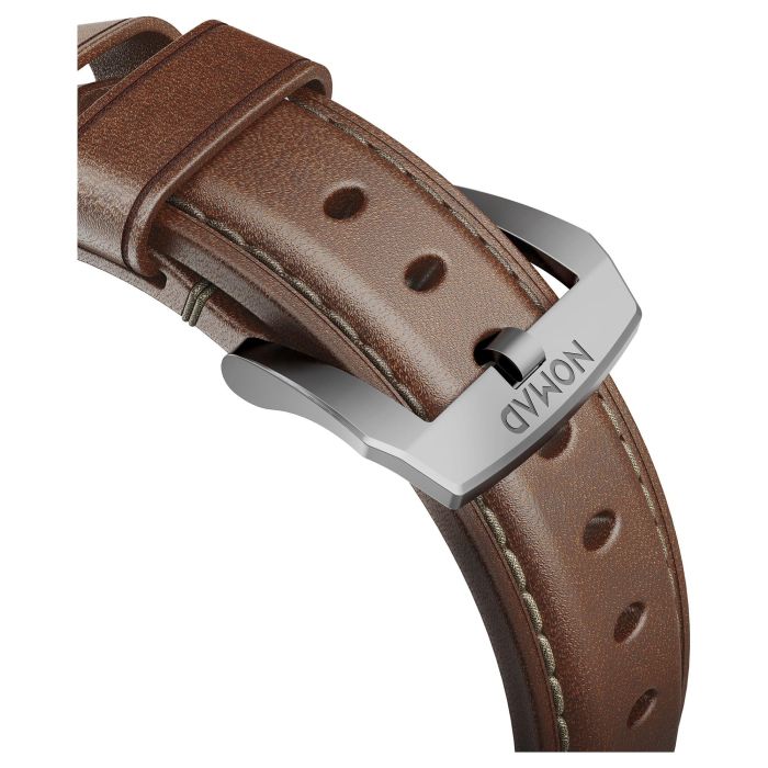 Nomad NM1A4RST00 Correa de Cuero Tradicional Marrón Hebilla Plata para Apple Watch Series 42mm 44mm 45mm 49mm 6