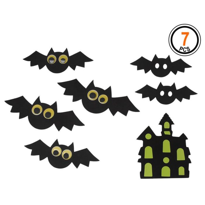 Set Decorativo De Puerta Murciélagos y Castillo Halloween 7 Piezas 1 Set Decorativo De Puerta Murciélagos y Castillo Halloween 7 Piezas 1