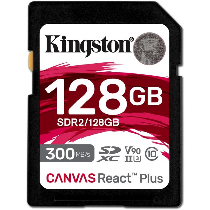 Kingston Tarjeta SDXC Canvas React Plus 128GB UHS-II U3 V90 300MB/s Lectura 260MB/s Escritura para Full HD/4K/8K 0 Kingston Tarjeta SDXC Canvas React Plus 128GB UHS-II U3 V90 300MB/s Lectura 260MB/s Escritura para Full HD/4K/8K 0