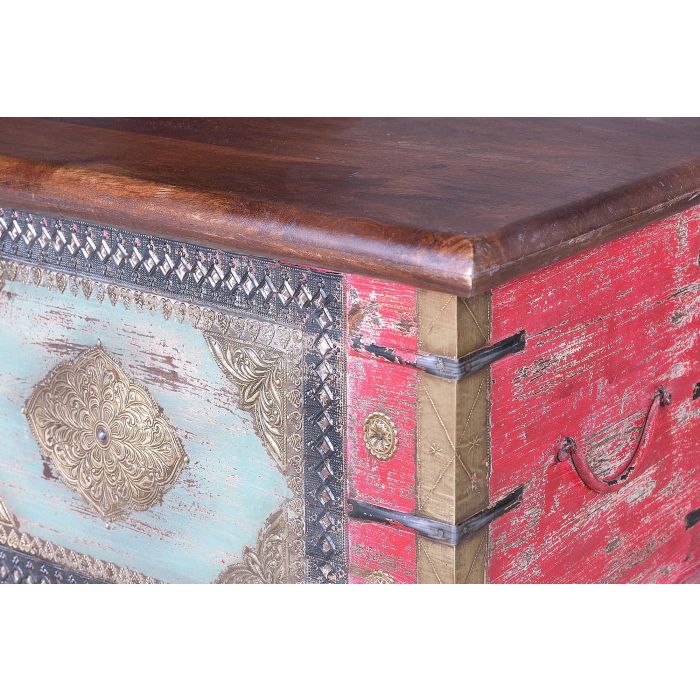 Giner y Colomer Baúl Madera de Mango Rojo Envejecido y Cerezo 45x116x40 cm 3 Giner y Colomer Baúl Madera de Mango Rojo Envejecido y Cerezo 45x116x40 cm 3