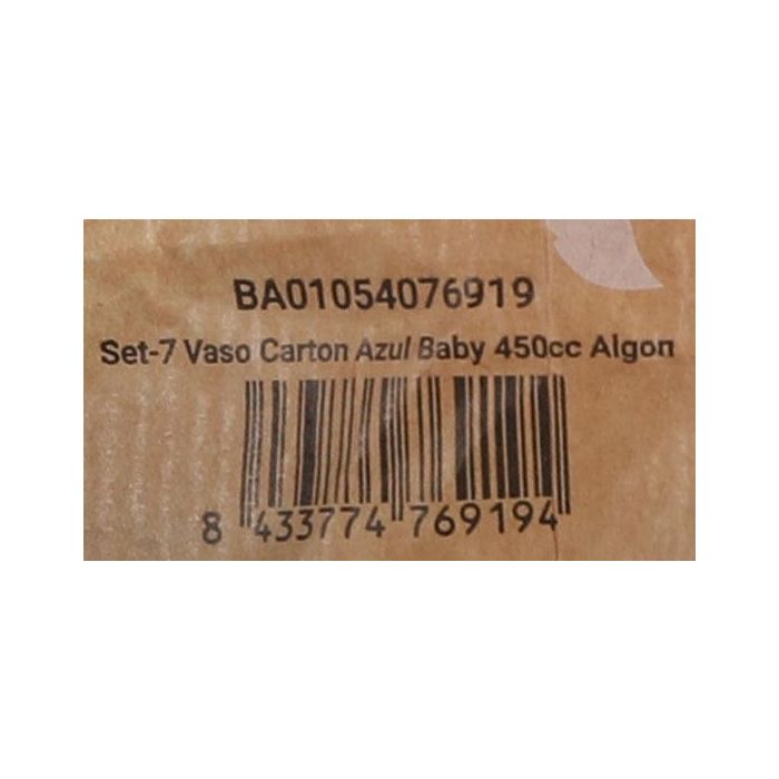 Algon Set 7 Vasos de Cartón Azul Baby 450 cc (9x13.5x9 cm) (16 Unidades)
