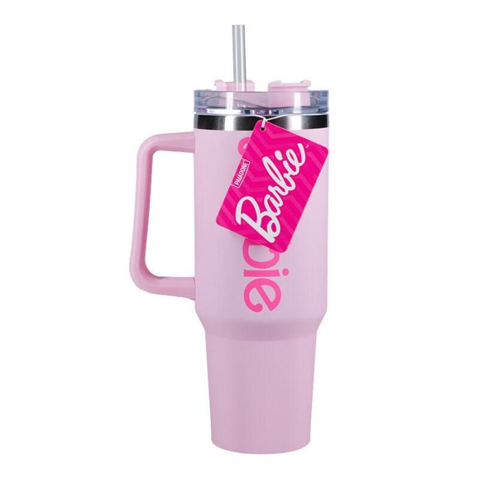 Paladone Vaso Termo Con Pajita Barbie, Compatible Bebidas Calientes/Frías, Asa Soft Touch 3