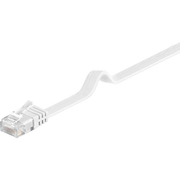 MicroConnect Cable de red plano CAT6 U/UTP 1m blanco, ideal para ahorro de espacio, apto bajo alfombras, con protección de conector