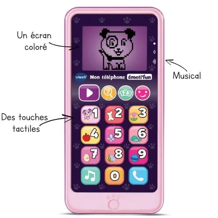 Vtech Mi Teléfono Emocional Rosa - 12 Teclas - 50 Frases - Idioma Francés 1