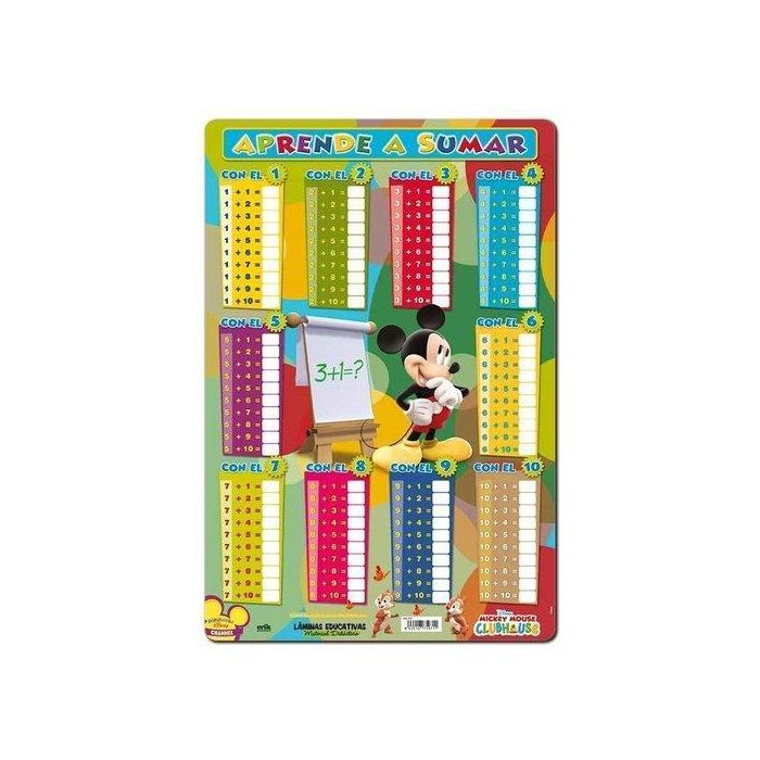 Lamina Escolar Erik Pvc 40X59,5 Didactica Aprende A Sumar Mickey