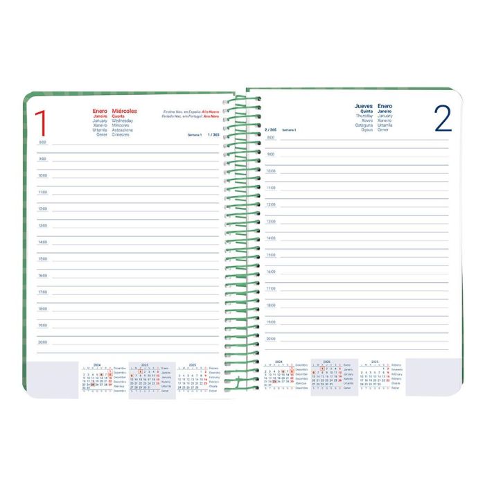 Agenda Espiral Liderpapel Syros A5 2025 Dia Pagina Color Verde Papel 60 gr 7