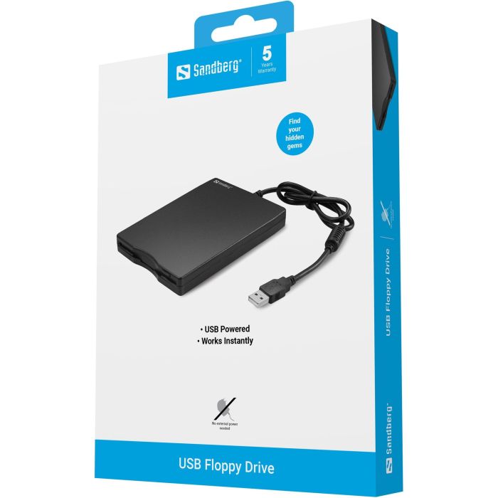 Sandberg USB Floppy Drive Lector de Disquetes Externo para Ordenador, Recupera Datos de Disquetes Antiguos, Sin Instalación de Software 1