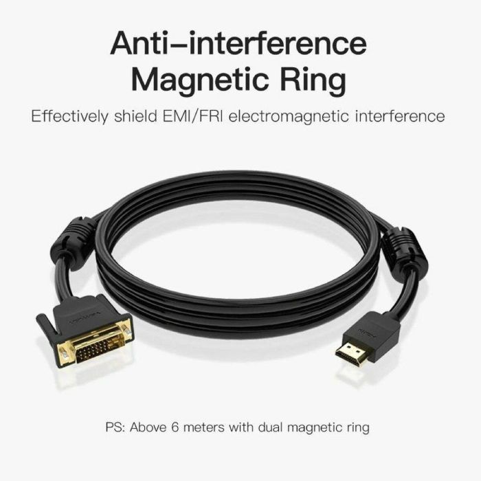 Adaptador DVI a HDMI Vention ABFBI Negro 3 m 1 Adaptador DVI a HDMI Vention ABFBI Negro 3 m 1