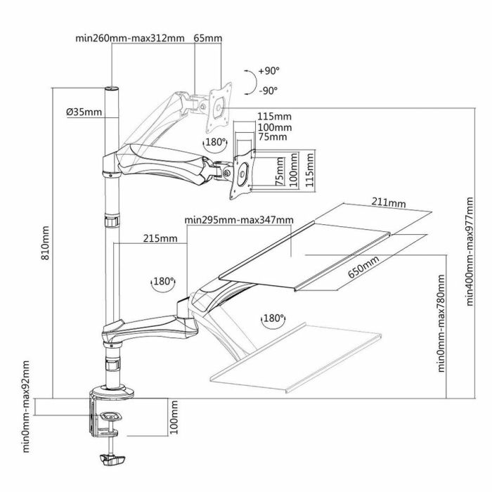 Soporte de Mesa para Pantalla Neomounts FPMA-D500KEYB 2