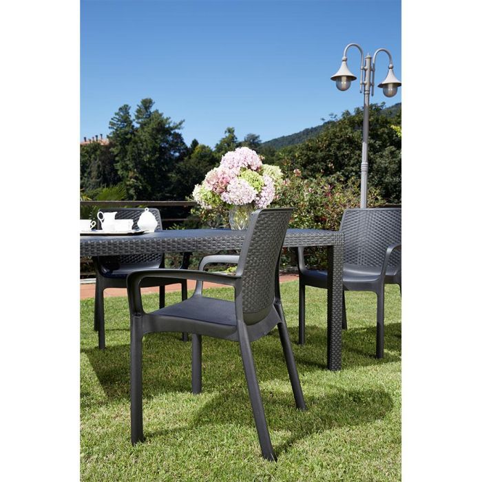 Ipae Progarden Silla Regina, Butaca Apilable Imitación Rattan, Color Antracita, Polipropileno, 61x54x82cm 1 Ipae Progarden Silla Regina, Butaca Apilable Imitación Rattan, Color Antracita, Polipropileno, 61x54x82cm 1