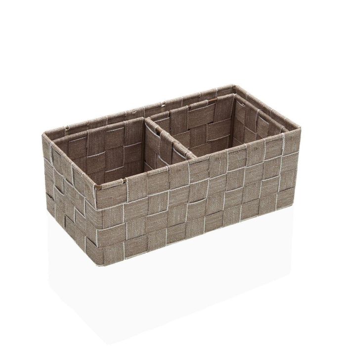 Versa Set de 3 Cestas de Almacenamiento Beige de Polipropileno y Fibras de Maíz 14x10x27 cm (2 Unidades) 1