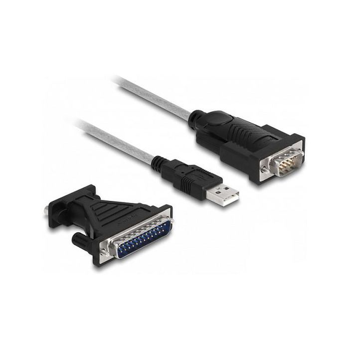DeLOCK Adaptador USB 2.0 a RS-232 Serial, USB Tipo-A Macho a D-Sub 9 Hembra + D-Sub 25, 1.8 m, Negro 1 DeLOCK Adaptador USB 2.0 a RS-232 Serial, USB Tipo-A Macho a D-Sub 9 Hembra + D-Sub 25, 1.8 m, Negro 1