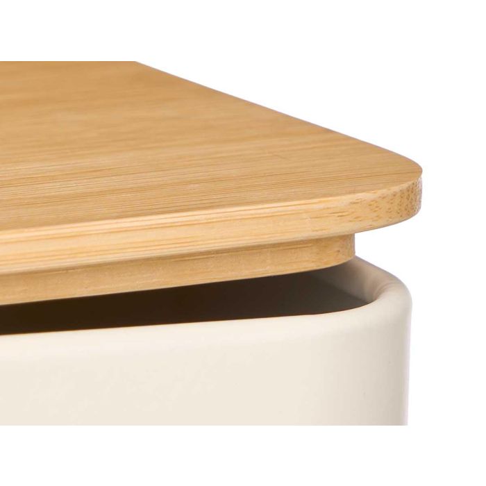 Kinvara Panera de Metal Color Crema con Tapa de Bambú – Caja para Conservar Pan Fresco en la Cocina 33x12x18 cm (4 Unidades) 2 Kinvara Panera de Metal Color Crema con Tapa de Bambú – Caja para Conservar Pan Fresco en la Cocina 33x12x18 cm (4 Unidades) 2