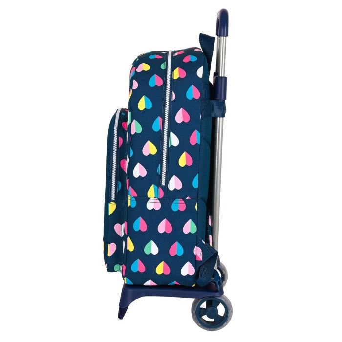 Mochila Escolar con Ruedas Benetton Corazones Azul marino 30 x 46 x 14 cm 3