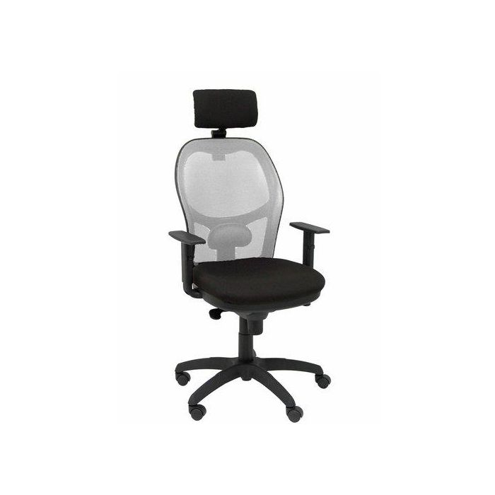 Silla Piqueras Y Crespo Jorquera Brazos Y Cabecero Regulables Mecanismo Sincro Ruedas Nylon Respaldo De Malla Gris Y Asiento Tapizado Bali Negro