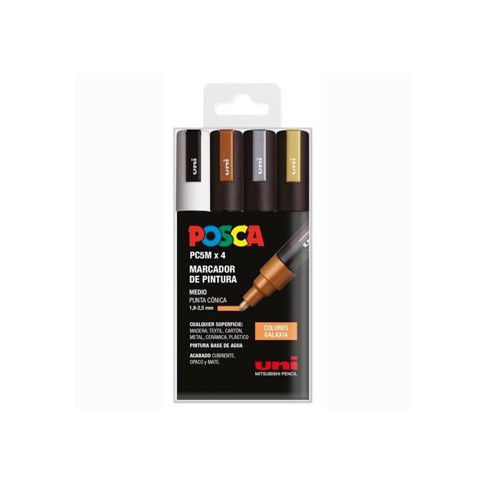 Posca Marcador Pc-5M-4C No Permanente 1.8 mm-2.5 mm Colores Surtidos Galaxia -Estuche 4U- Posca Marcador Pc-5M-4C No Permanente 1.8 mm-2.5 mm Colores Surtidos Galaxia -Estuche 4U-