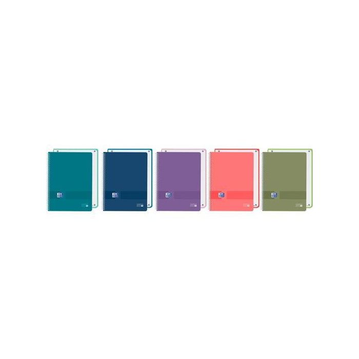 Oxford Cuaderno Europeanbook 1 Live&Go 80H A4+ Cuadrícula 5x5 Tapa Plástico Opaco Colores Surtidos Vivos (5 Unidades) (5 Unidades)